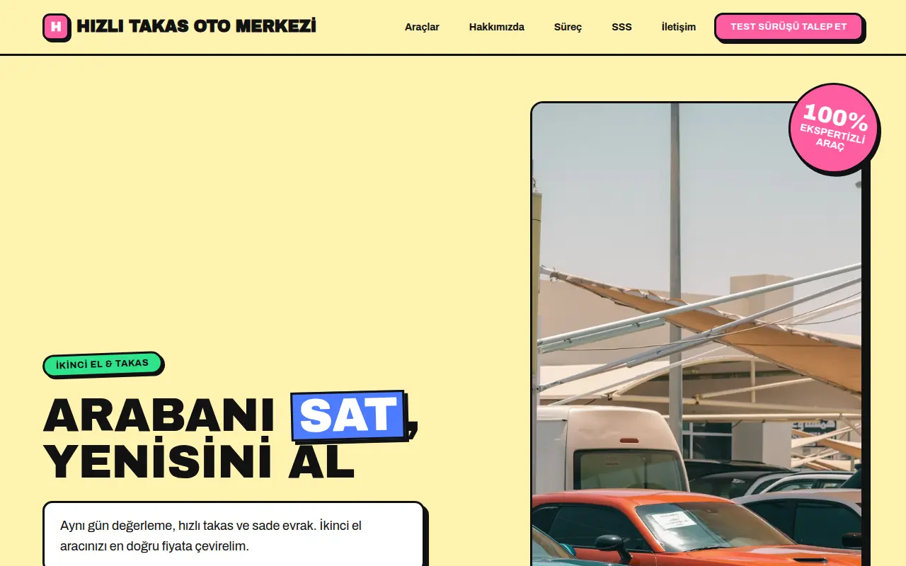 Premium Oto Galeri Web Sitesi — Hızlı Takas Oto Merkezi